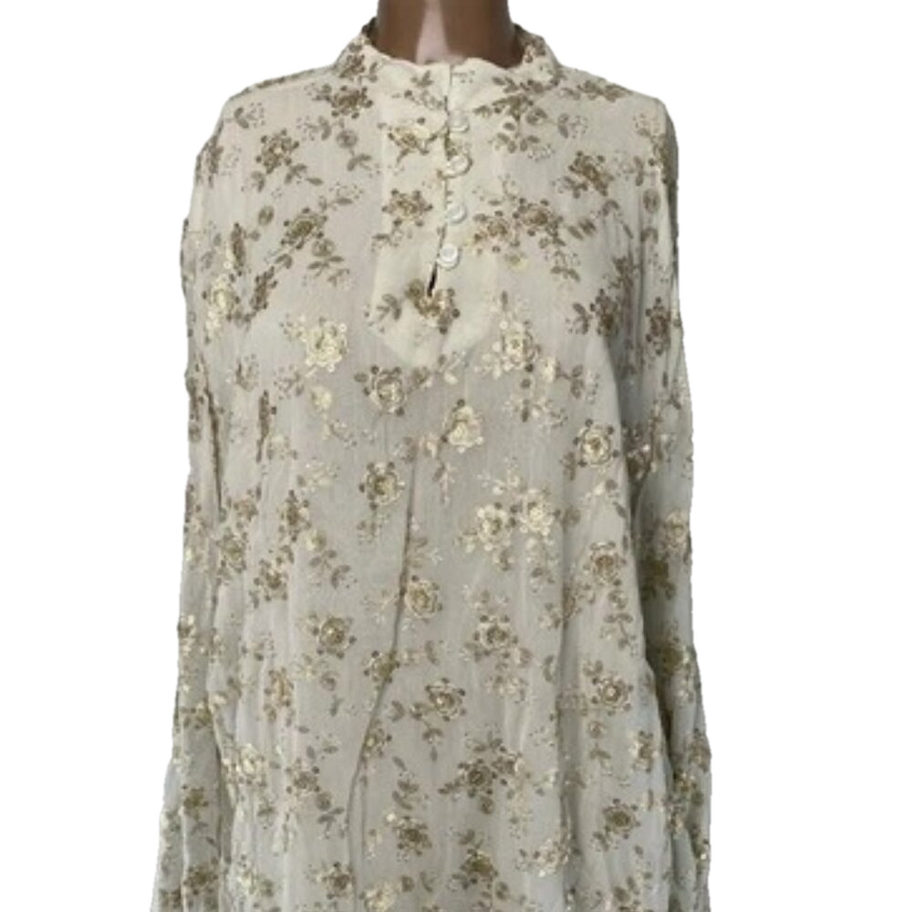 NEW VICTORIA DUNN Womens Dress Ivory Size XS Violetta Mini Floral Flared-Sleeves